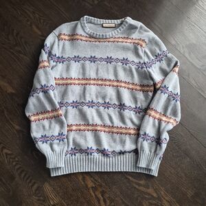 Mens G.H. Bass & Co. LT. Heather Gray Fair Isle Sweater